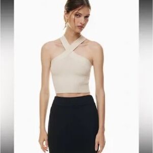 Aritizia beige crossed neck crop top. Size small.